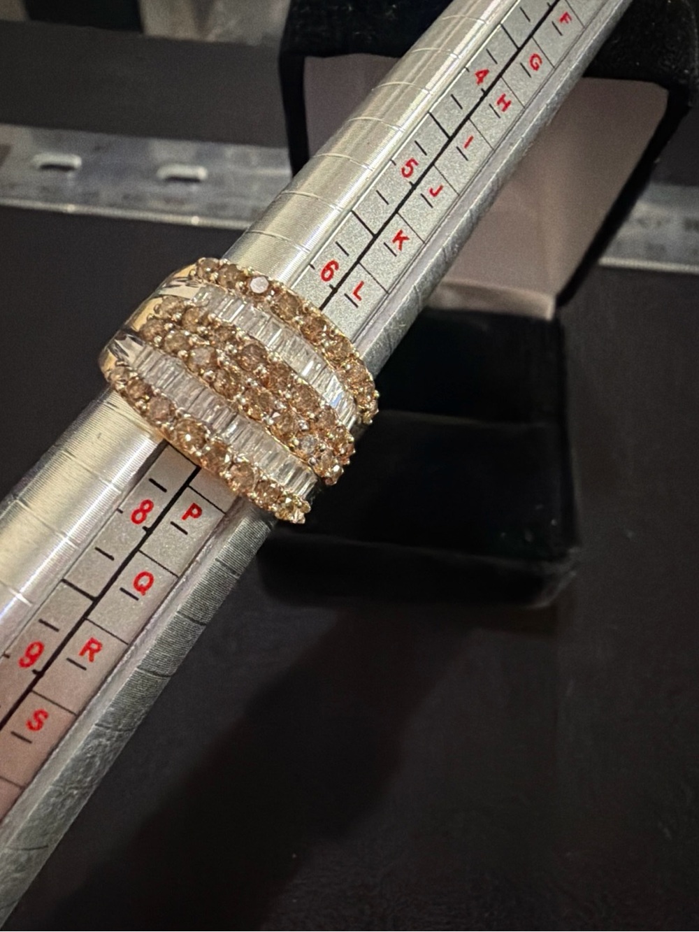 10k Yellow Gold Champagne And White Natural Diamond Ring